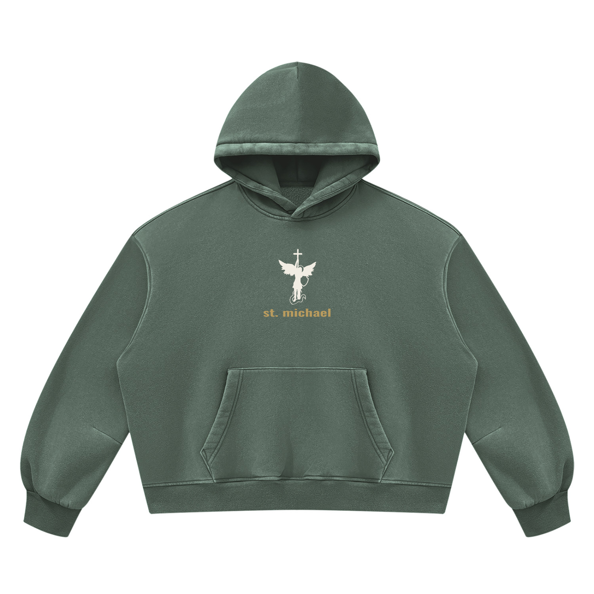 St. Michael "DEFEND US IN BATTLE" Vintage Wash Boxy Fleece Hoodie