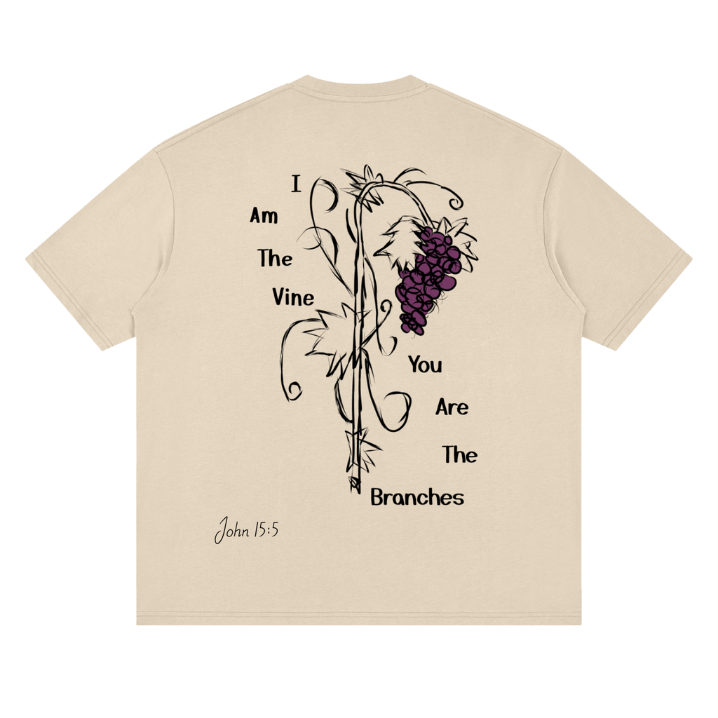 I am the Vine, You are the Branches Cream Loose Drop Shoulder T-Shirt