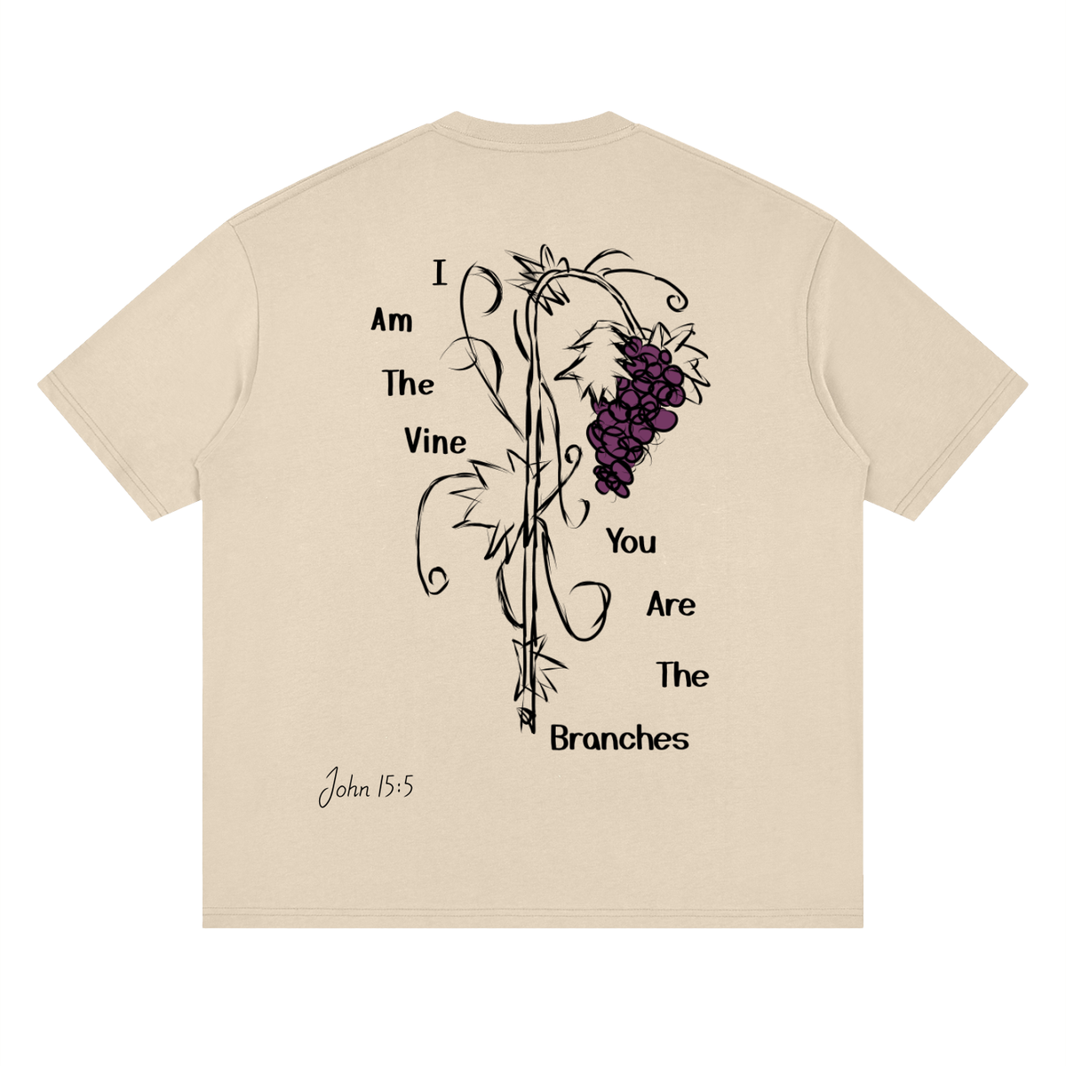 I am the Vine, You are the Branches Cream Loose Drop Shoulder T-Shirt