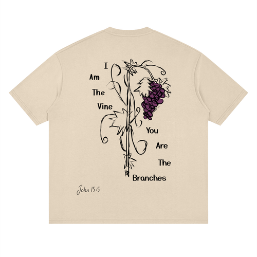 I am the Vine, You are the Branches Cream Loose Drop Shoulder T-Shirt
