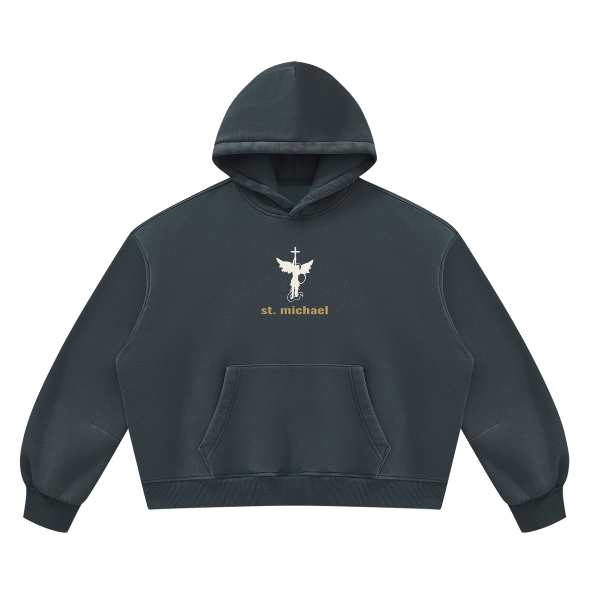 St. Michael "DEFEND US IN BATTLE" Vintage Wash Boxy Fleece Hoodie