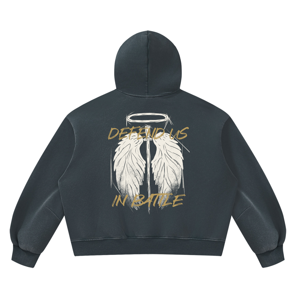 St. Michael "DEFEND US IN BATTLE" Vintage Wash Boxy Fleece Hoodie