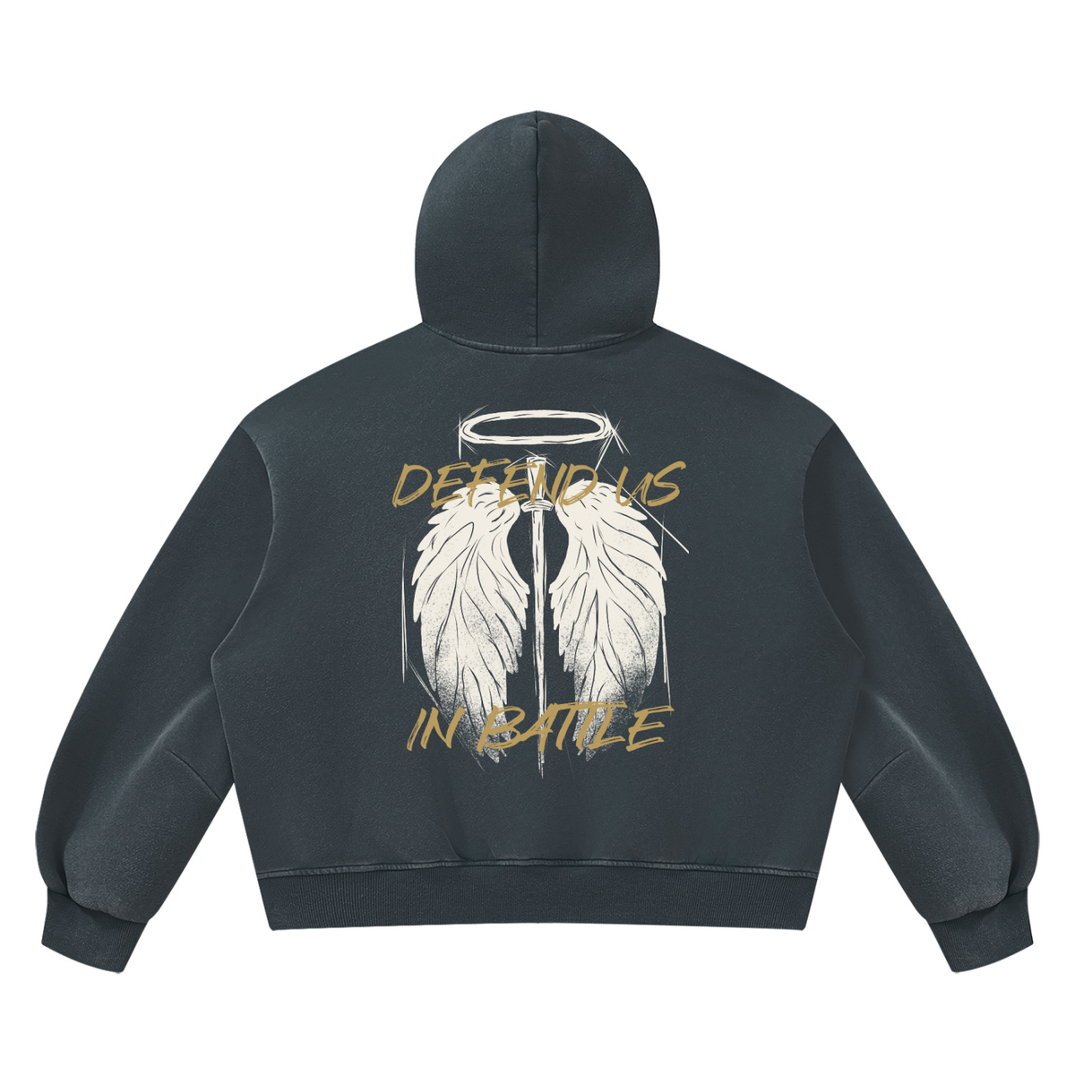 St. Michael "DEFEND US IN BATTLE" Vintage Wash Boxy Fleece Hoodie