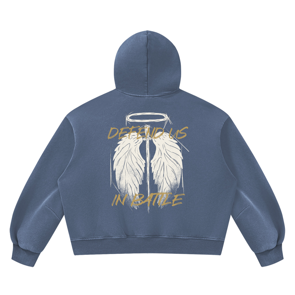 St. Michael "DEFEND US IN BATTLE" Vintage Wash Boxy Fleece Hoodie