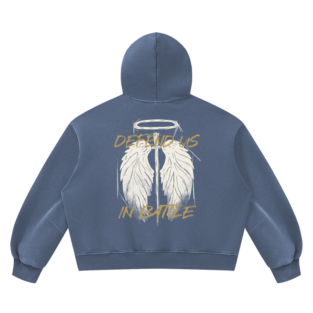 St. Michael "DEFEND US IN BATTLE" Vintage Wash Boxy Fleece Hoodie