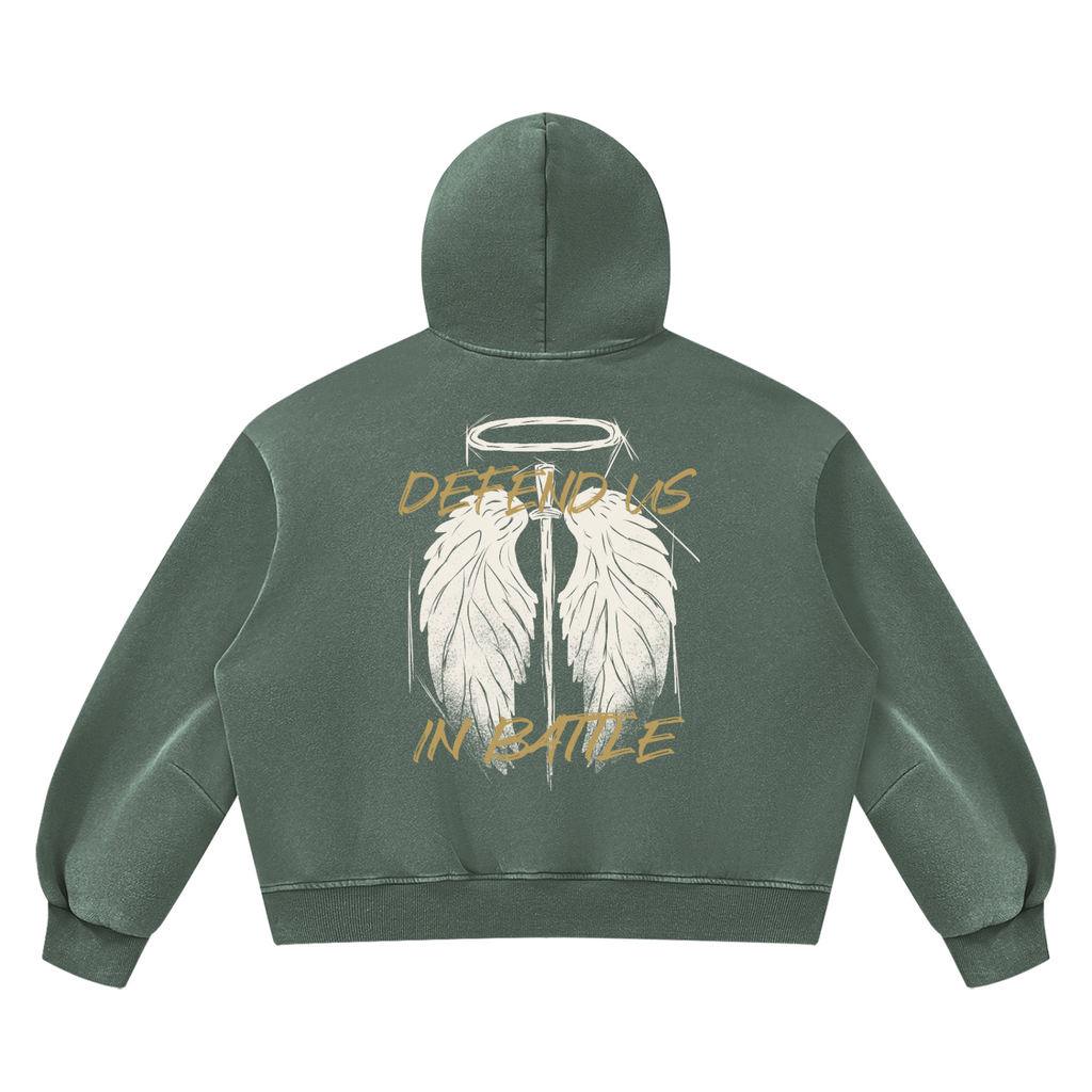 St. Michael "DEFEND US IN BATTLE" Vintage Wash Boxy Fleece Hoodie