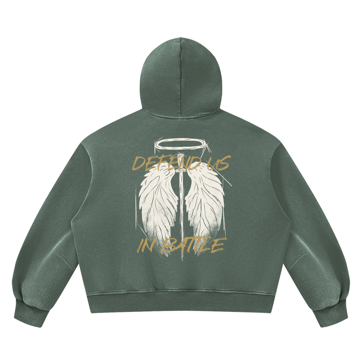 St. Michael "DEFEND US IN BATTLE" Vintage Wash Boxy Fleece Hoodie
