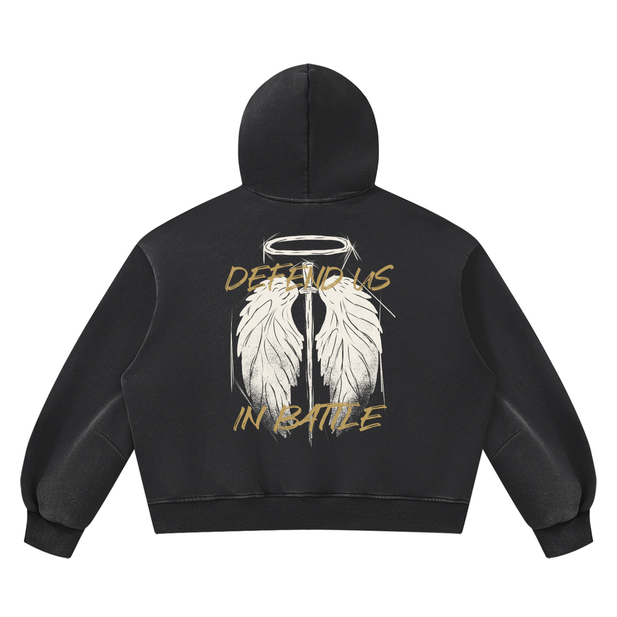 St. Michael "DEFEND US IN BATTLE" Vintage Wash Boxy Fleece Hoodie