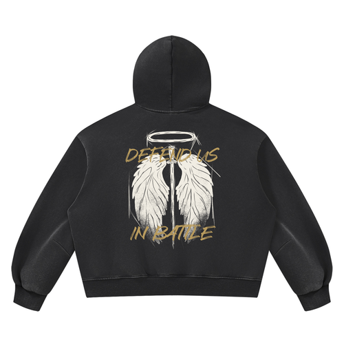 St. Michael "DEFEND US IN BATTLE" Vintage Wash Boxy Fleece Hoodie